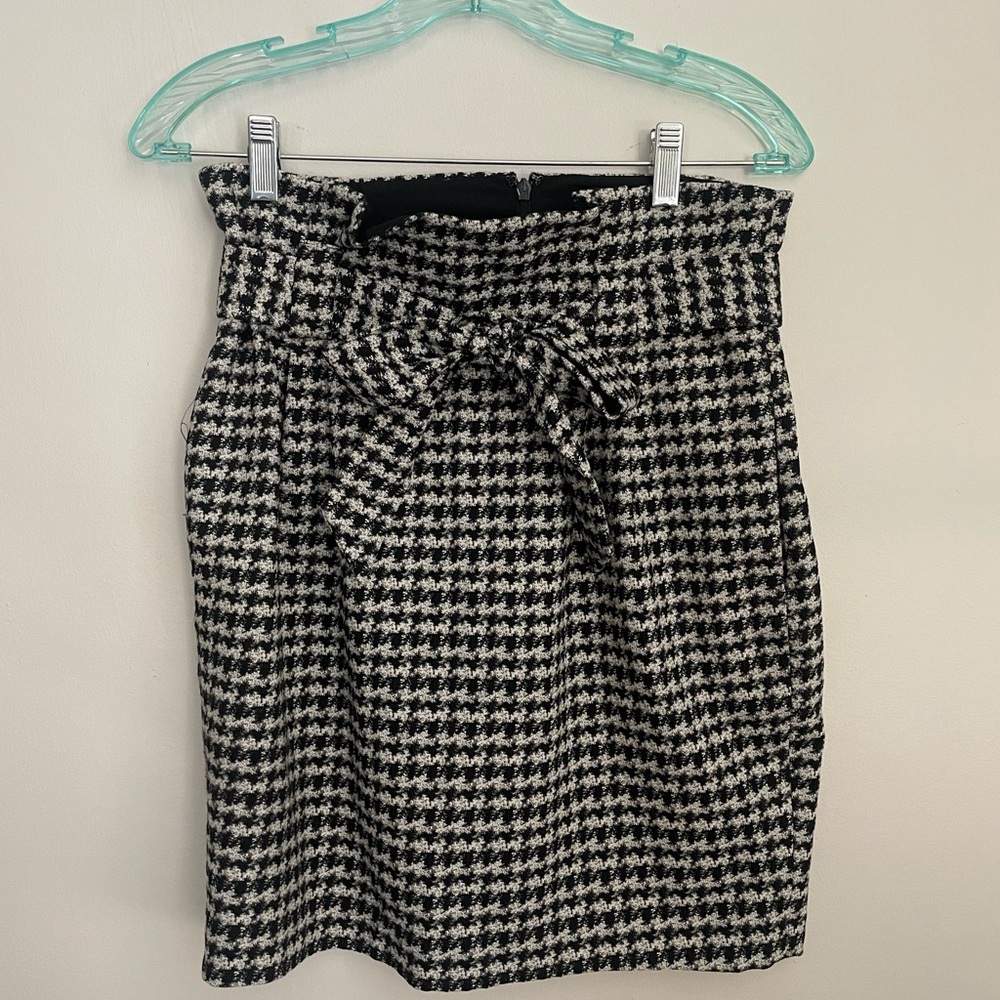 Express houndstooth paper bag skirt